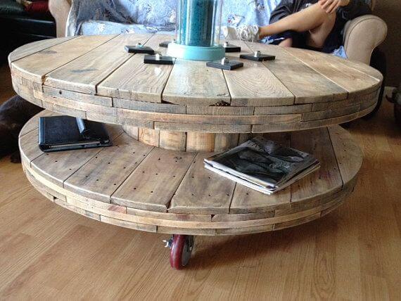 How to Turn a Dusty Cable Spool Into a Trendy Coffee Table DIY