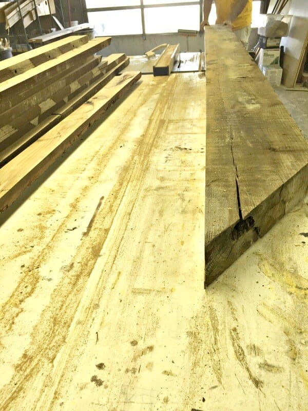 Can you believe this old beam was turned into amazing butcher block countertops? Check them out!