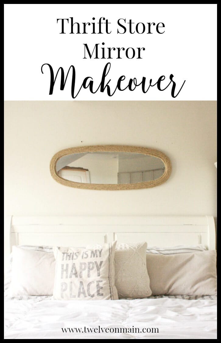 This thrift store mirror makeover is a great update to an otherwise drab and boring mirror. The perfect farmhouse accent. | Twelveonmain.com