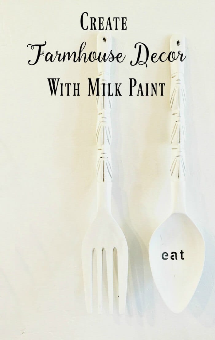 Create farmhouse decor with Milk Paint. It is so easy to use! You should see the before of these old utensils!