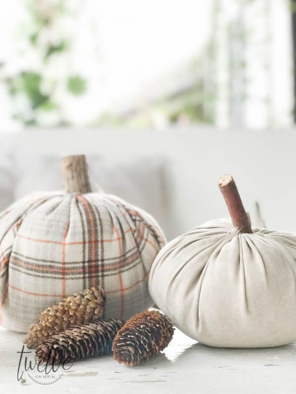 These velvet pumpkins are so easy to make! You can make so many different options and you can use any fabric you want!