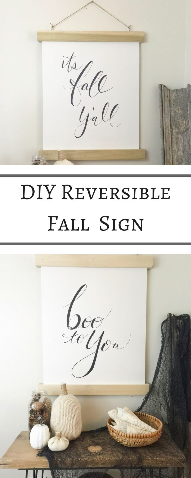 DIY Reversible Fall sign. Go from Fall to Halloween in a snap!