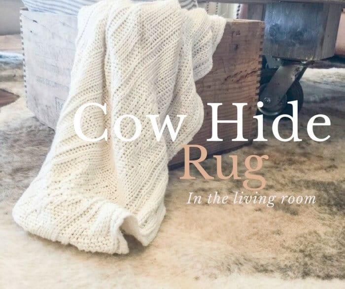Cow hide rug int he living room. Ultimate farmhouse Style