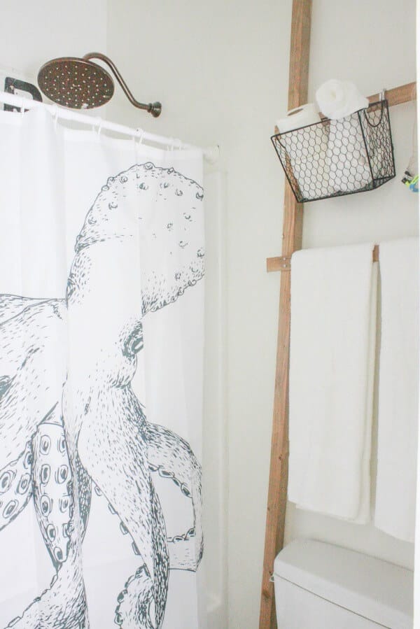 I love the combination of whimsy and rustic in this amazing budget friendly bathroom makeover! | Twelveonmain.com