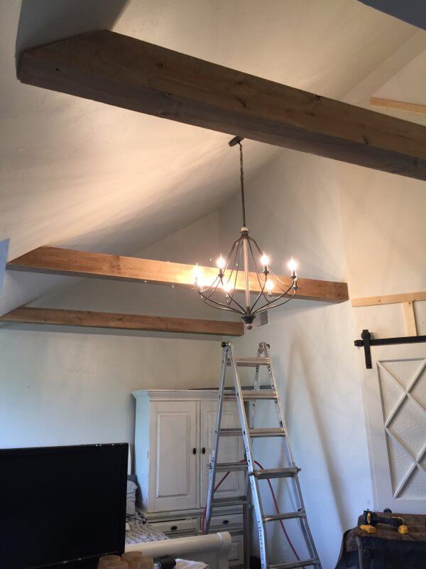 Amazing faux wood beams that were built out of common board! So pretty!