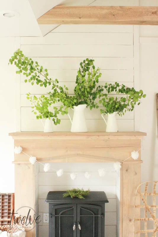Add warmth, character and style to your home with this easy farmhouse style DIY faux fireplace and mantel. Raw wood, shiplap, and a freestanding fireplace!