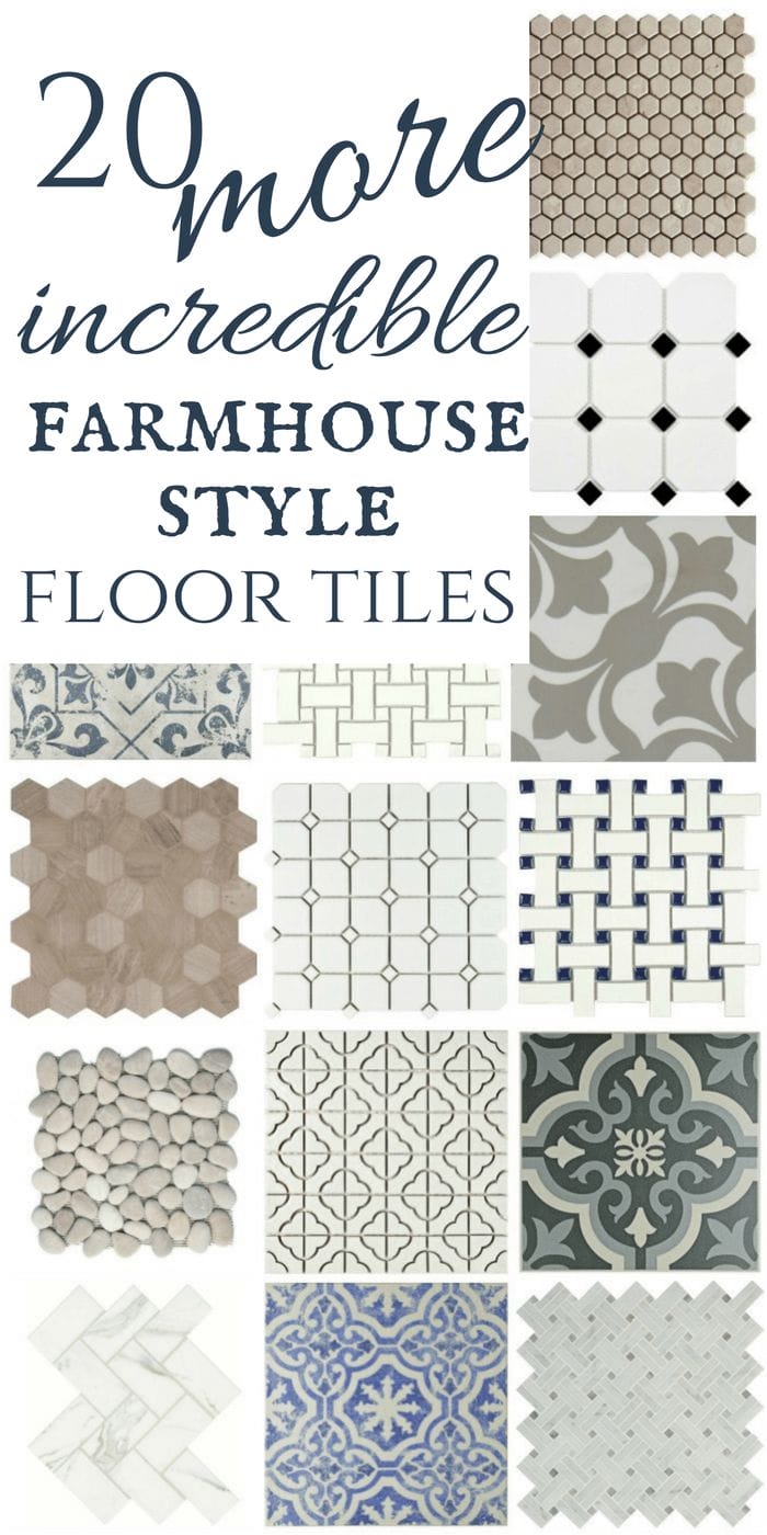 What a great collection of modern farmhouse tiles! check out the awesome neutrals, mosaics, and painted ceramic floor tiles!
