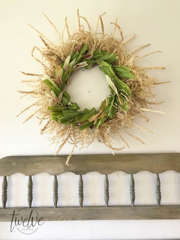Do you love fall wreaths? Why not try this DIY'd cornstalk fall wreath! It is such a cool wreath!