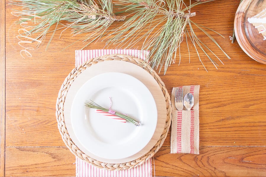 Red and White Farmhouse Christmas Tablescape