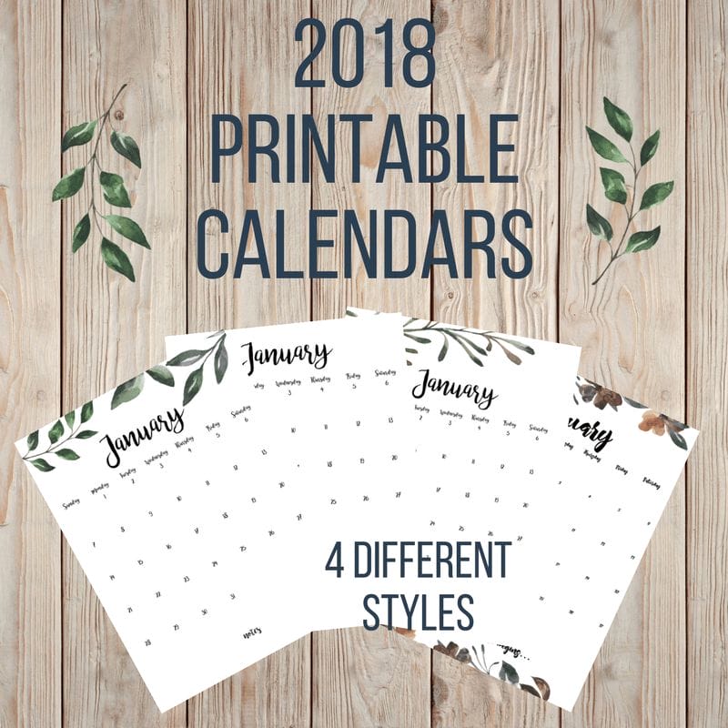4 different farmhouse 2018 printable calendars available for FREE!