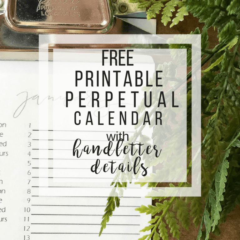 Free Printable perpetual calendar