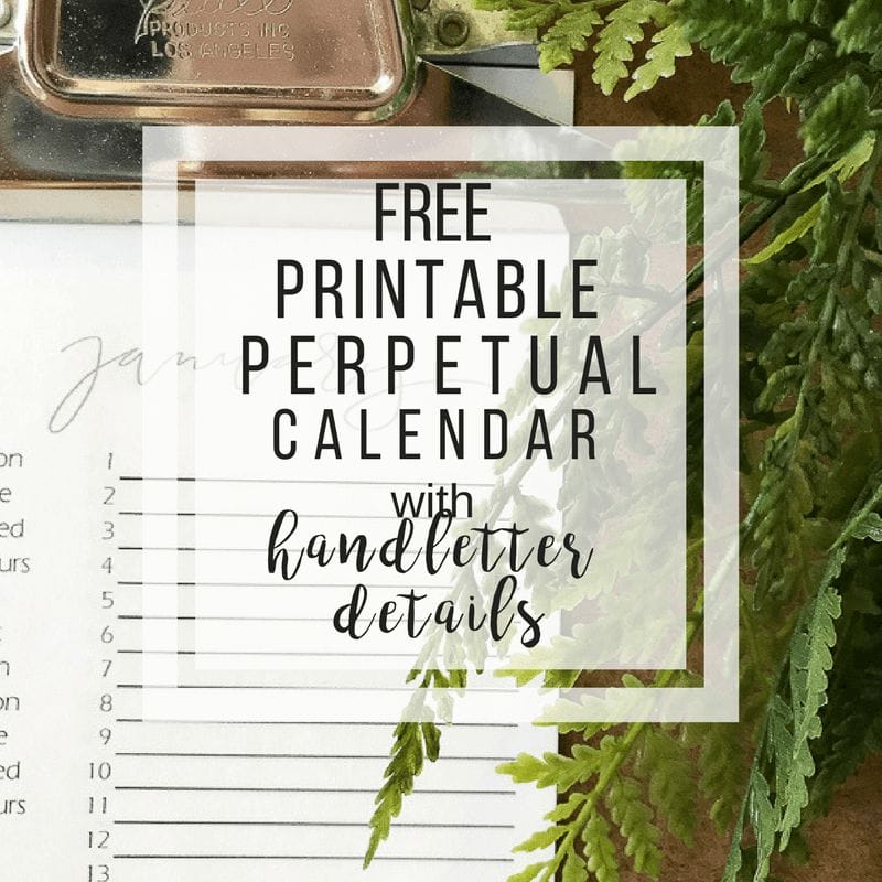 Free Printable Perpetual Calendar