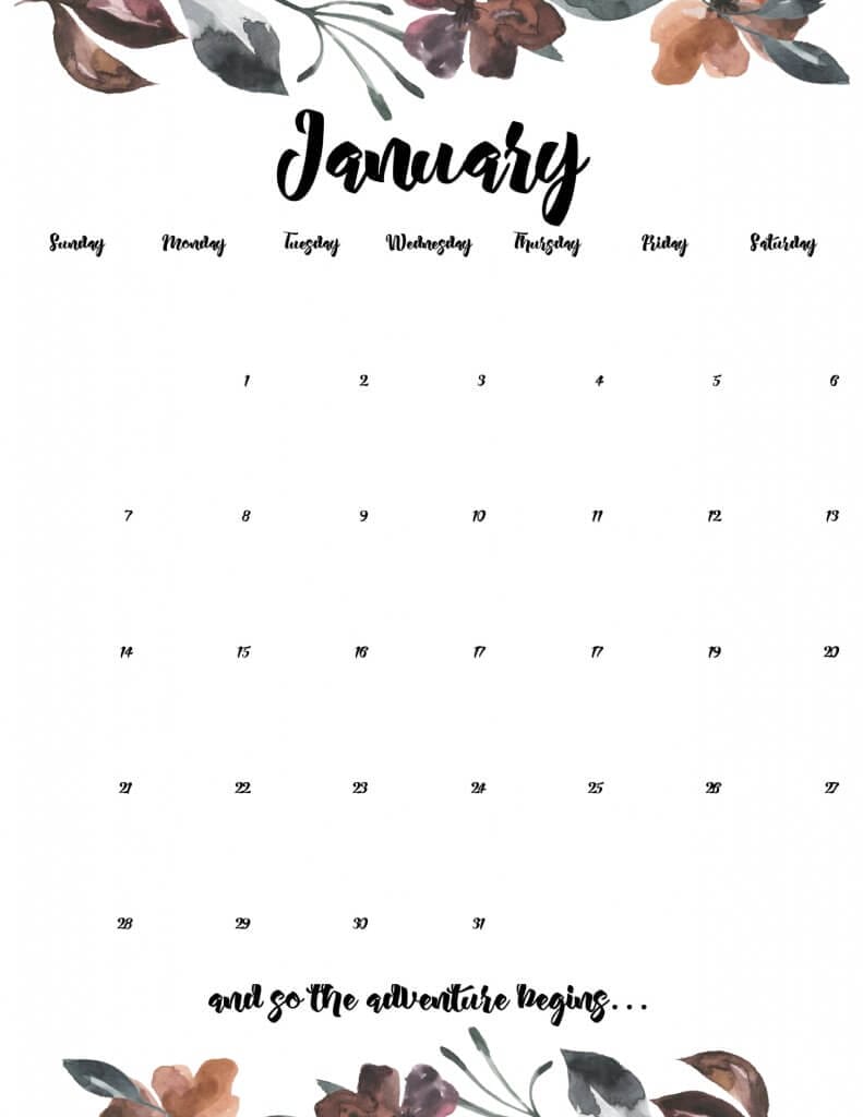 FREE floral farmhouse style 2018 printable calendar!