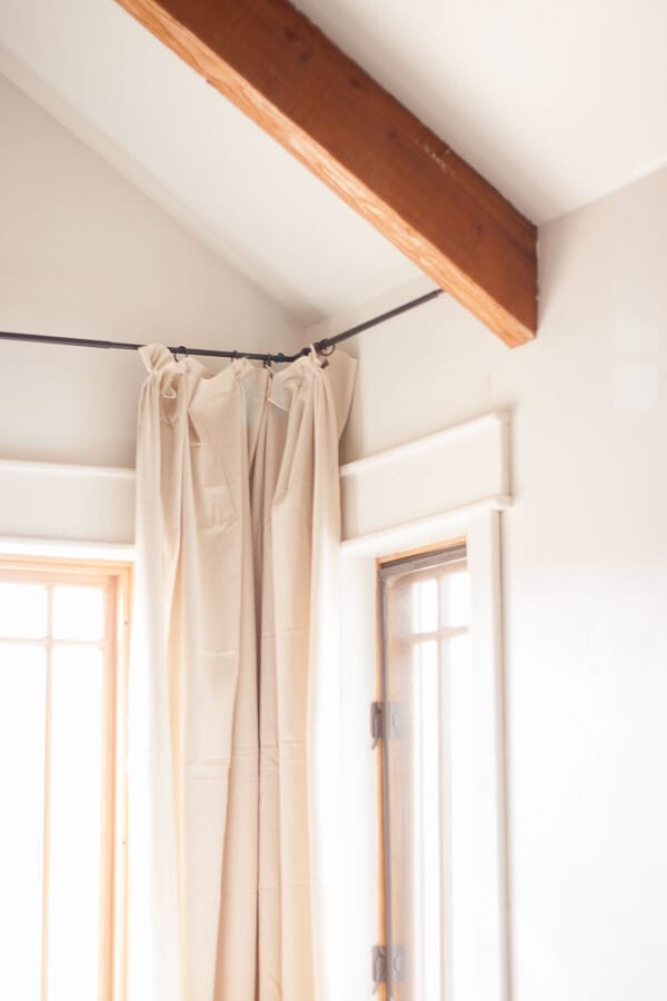 Make the easiest no sew drop cloth curtains!