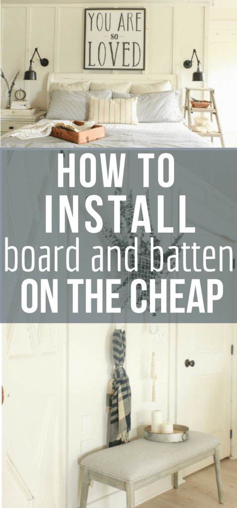 Create the farmhouse look in your home for less! Learn how to install this board and batten wall treatment to your home on the cheap!!