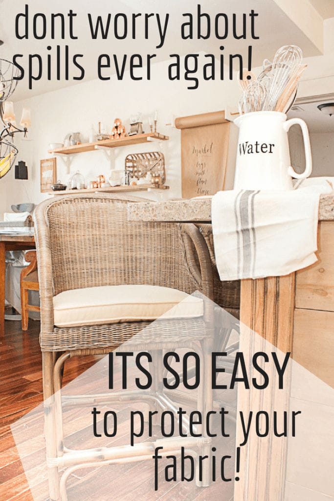 Want to protect and waterproof fabric like a pro?  Check out how easy it can be to protect interior fabric on surfaces such as dining chairs, bar stools, and pillows!  You will not believe how easy it is! #TwelveOnMain