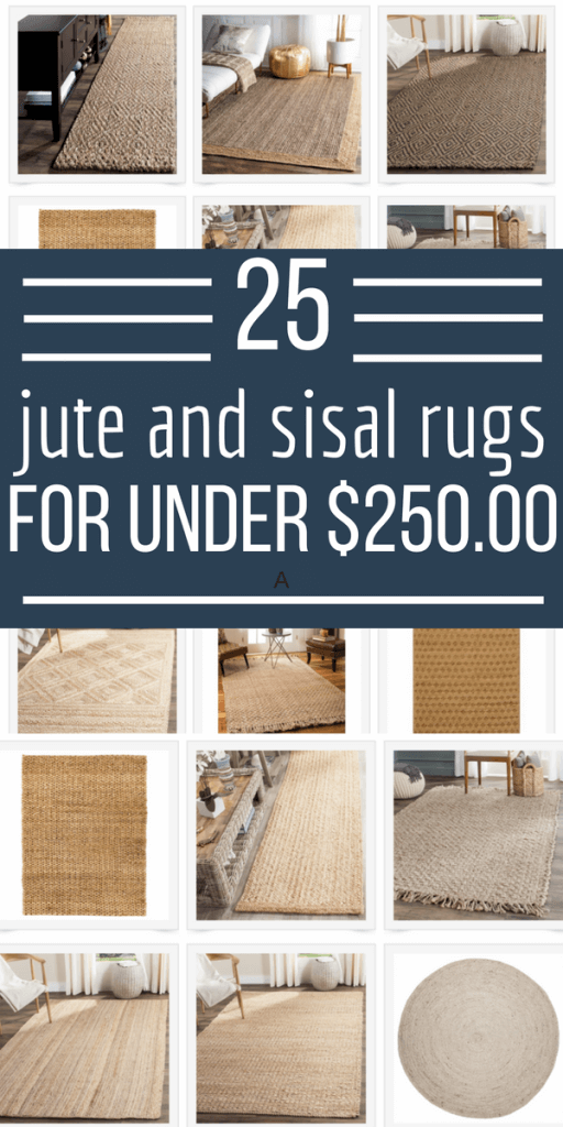 25 large natural fiber rugs like Jute and Sisal for under $250 dollars!