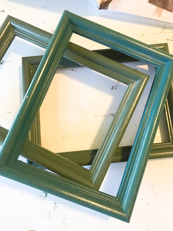 Thrift store frames to vintage aged mirrors!