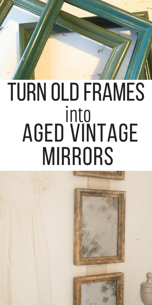 Transform old thrift store picture frames into amazing french style aged vintage mirror set! I wish I had done this sooner! Check it out here! #TwelveOnMain #thriftstore #frenchvintage #vintagemirror #vintagedecor