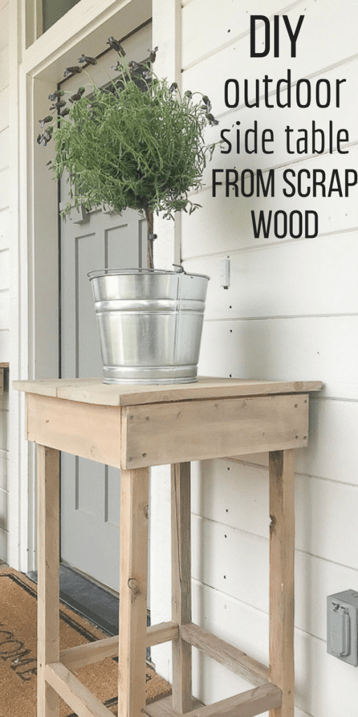 DIY outdoor side table from scrap wood! Its so easy to make and they look so great! Love the rustic farmhouse style!