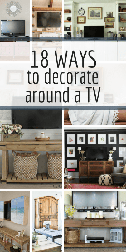 Want to decorate around a TV in your home, but just don't know what to do?  Check out these amazing ways to dress up a TV and create a beautiful space! #decorideas #homedecor #livingroomdecor