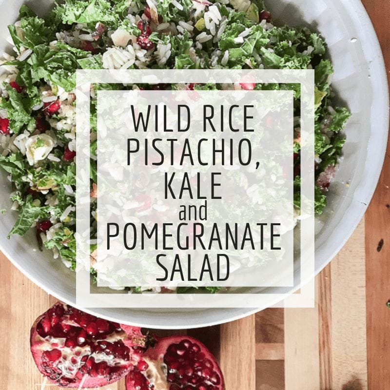 Looking for a super tasty and unique side dish to make for your next get together?  Or maybe you want a new potluck for your Christmas party?  Try this colorful wild rice, kale, and pomegranate salad.  Its a hit with adults and kids too.  My kids beg me to make this tasty salad.