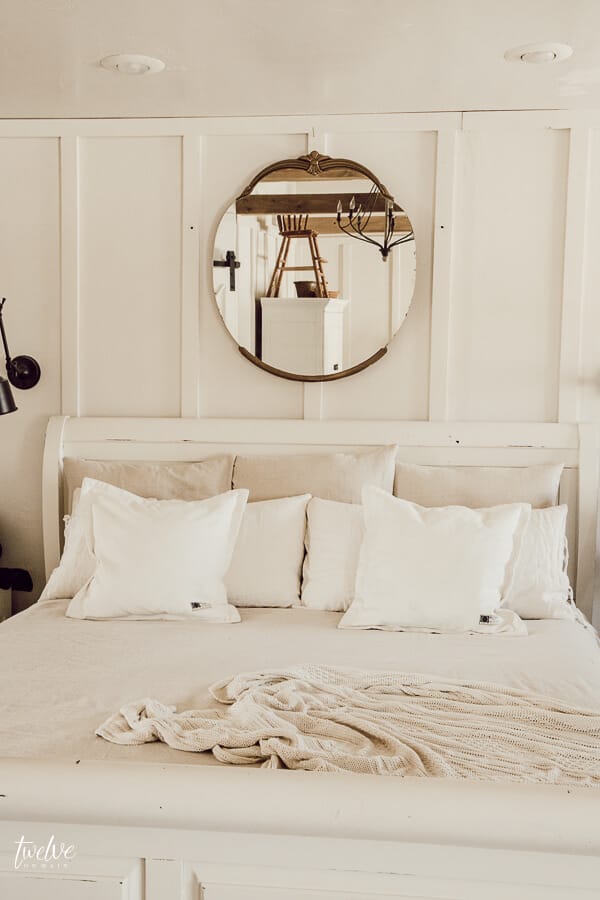 Try this 15 dollar farmhouse style bedding hack to create a beautiful bed