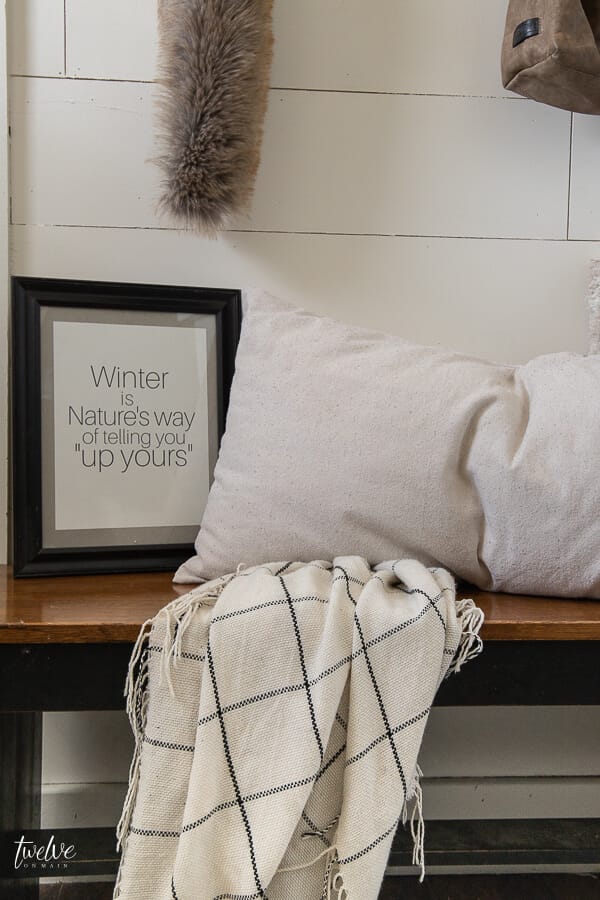 Freshen up your home after Christmas with some winter decor like I did here in my entryway! Plus FREE printables!