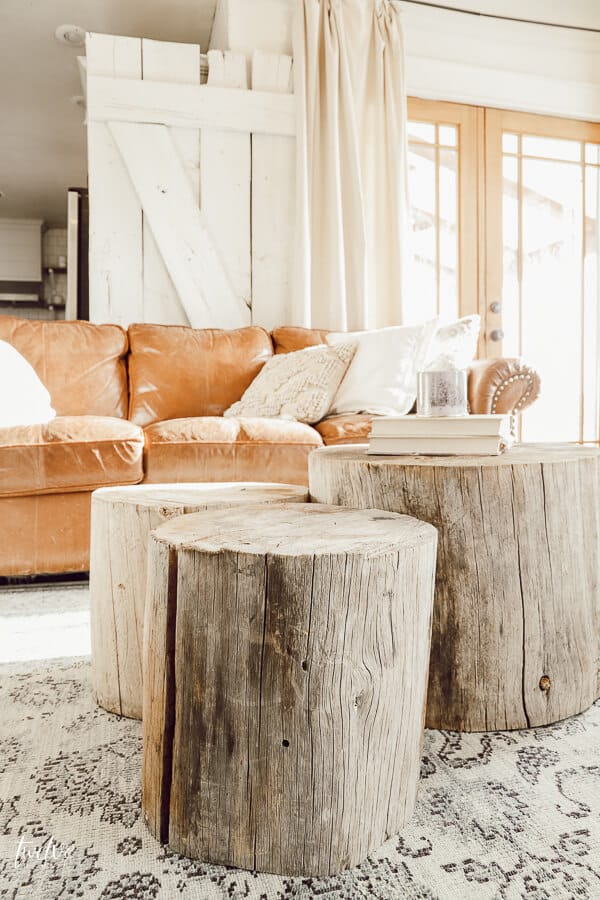 Coffee table made on sale from tree stump