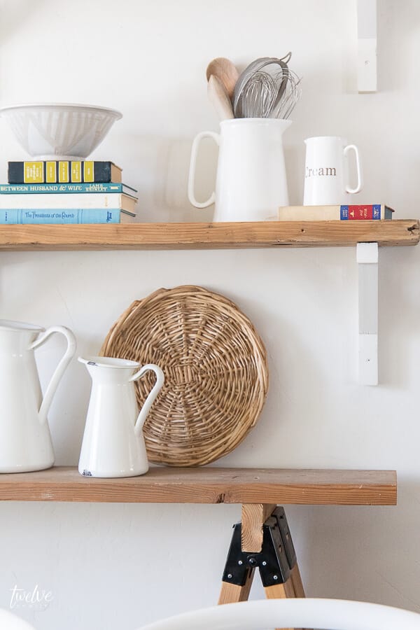 Modern farmhouse shelving in the dining room