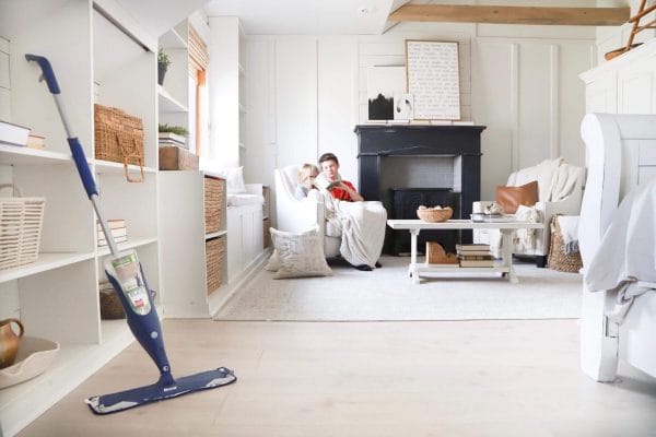 CLeaning my floors with the Bona floor cleaner is the easiest way to embrace the mess and clean it too!