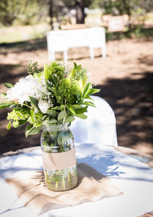 Outdoor wedding flower centerpieces