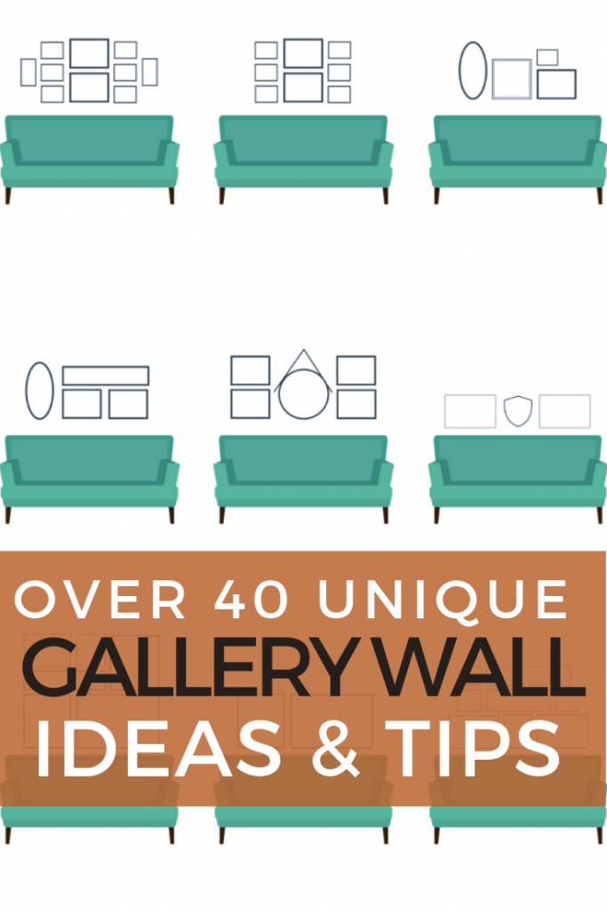 Over 40 ways to hang picture frames on the wall. Check out over 40 mock up gallery walls and find the perfect one for your home! This includes tips tricks on hanging, where to hang framed art and how to choose what to hang!