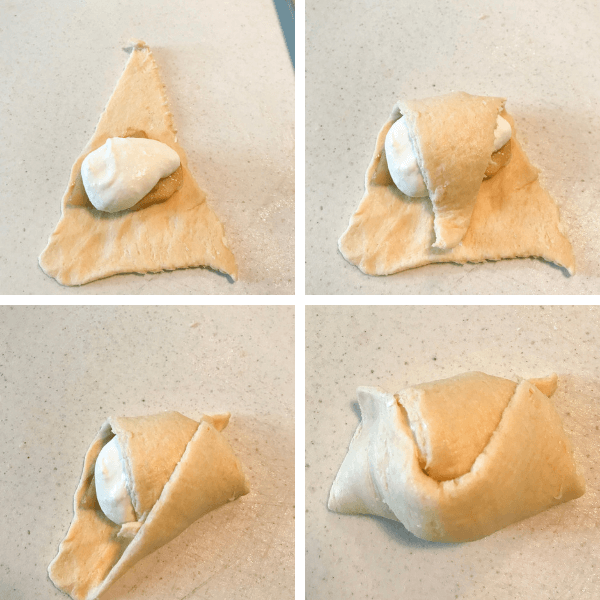 How to roll up an apple and cream cheese dessert in a crescent roll
