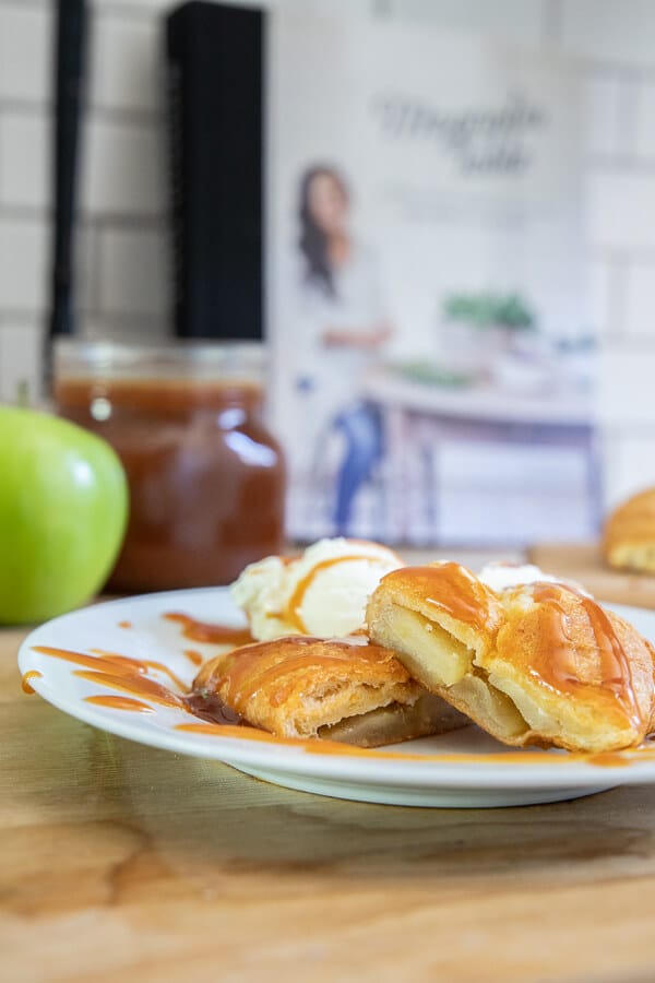 An apple dessert with cream cheese wrapped in a crescent roll!