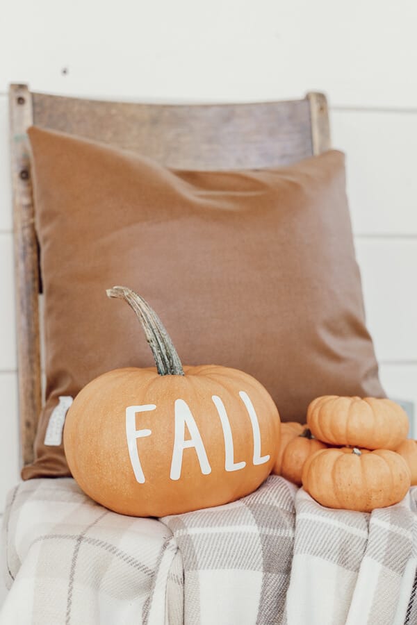 Decorating with pumpkins using Cricut vinyl decals that you can make yourself!