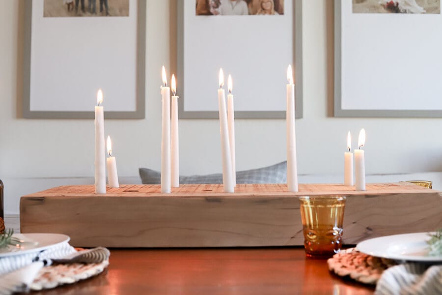 Gorgeous DIY Wood Candle Holder Using an Old Beam