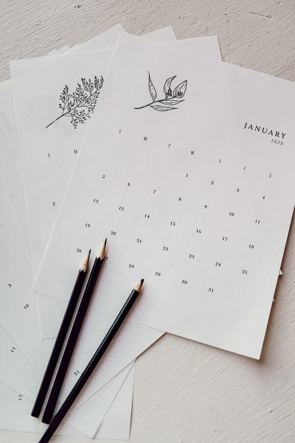 Stylish 2020 printable calendars
