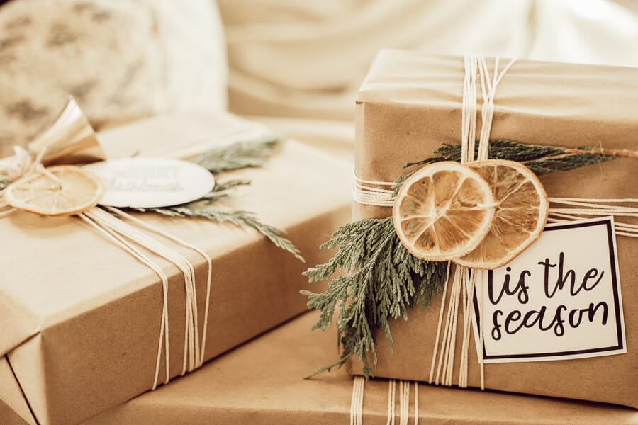 Get these free printable gift tags while also getting Scandinavian inspired gift wrapping ideas!