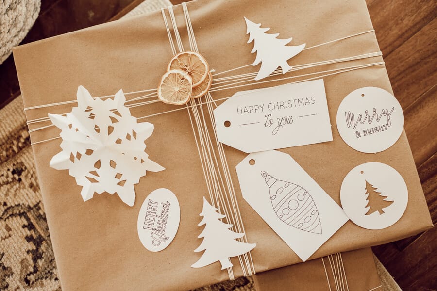 Scandinavian inspired Christmas gift tags made with the Cricut Maker