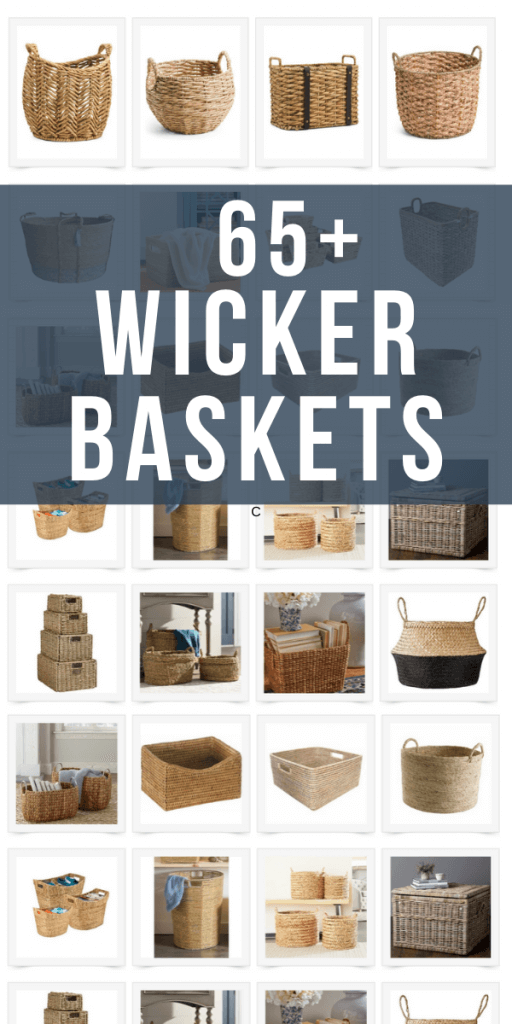 Over 65 gorgeous wicker basket storage options for you home.  Use wicker baskets to organize and store items in your home.