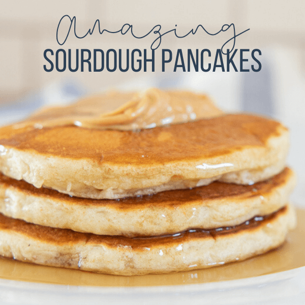 Amazing fluffy and light sourdough pancakes! Get the recipe now! Learn to make a sourdough starter and start making these now. You will never want <span style='background-color:none;'>regular pancakes</span><span style='background-color:none;'> </span>again, and they are so easy!