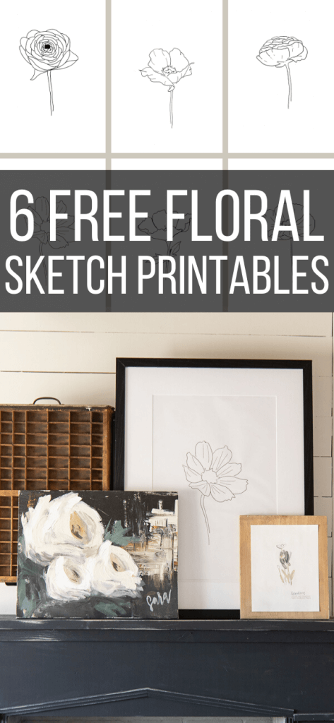 Get these FREE flower sketch printables right now! Use them in your home to add updated wall decor, use them on a gallery wall or get even more creative!