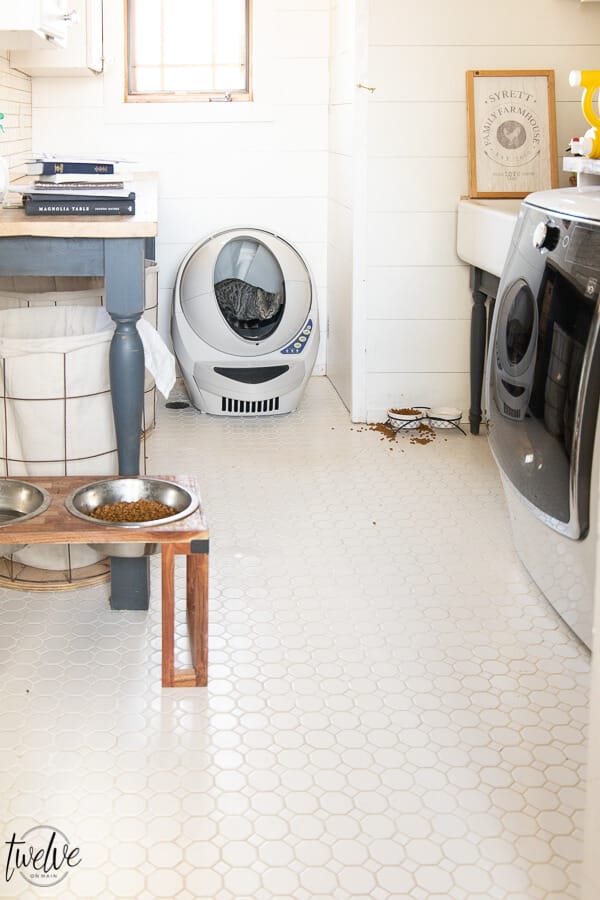 How to clean a laundry room floor effortlessly. I love my Bona hard floor cleaner! It has made my cleaning routine so much easier!
