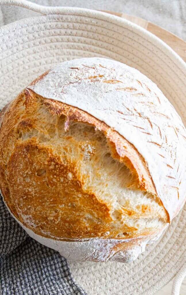 How to make an amazing dutch oven sourdough bread or sourdough boule!  This has step by step instructions that make it really easy to plan your time and you will realize how easy it is to make!