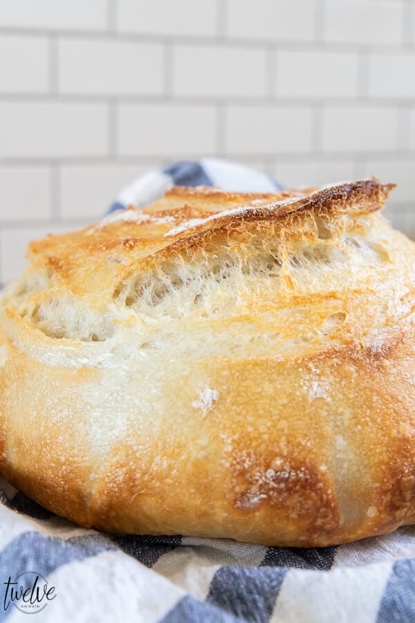 Golden and crispy dutch oven sourdough bread
