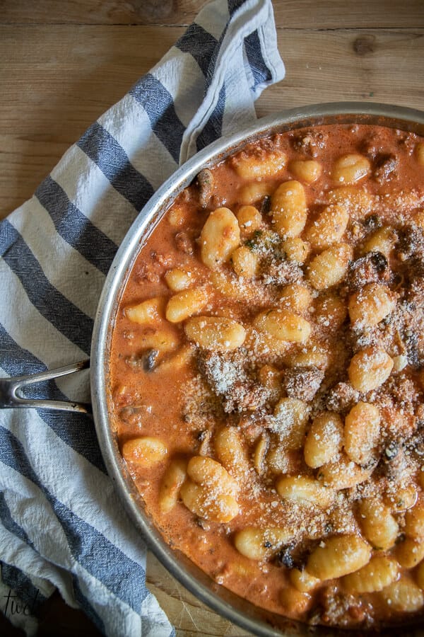 Creamy tomato and sausage gnocchi recipe. it is so easy to make!