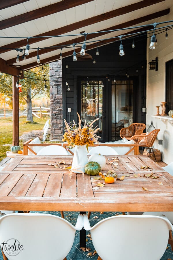 Fall decor on the back porch