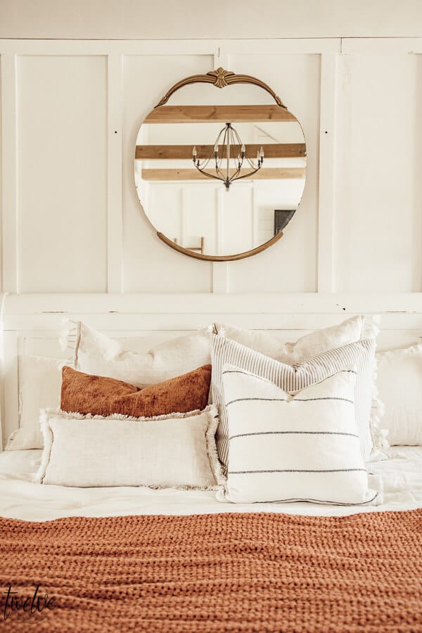 Cozy decor in the bedroom. Its easy to add accent colors and textures to give your space and warm and cozy feel that is perfect for winter.