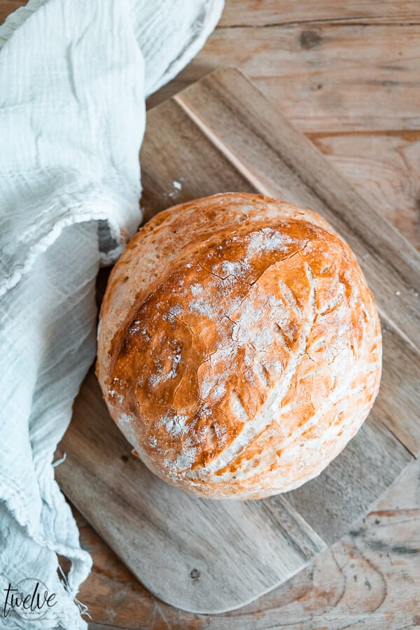 The easiest and most tasty no knead bread recipe that you cant mess up! Baked in a dutch oven or on a sheet pan, this is an amazing bread!
